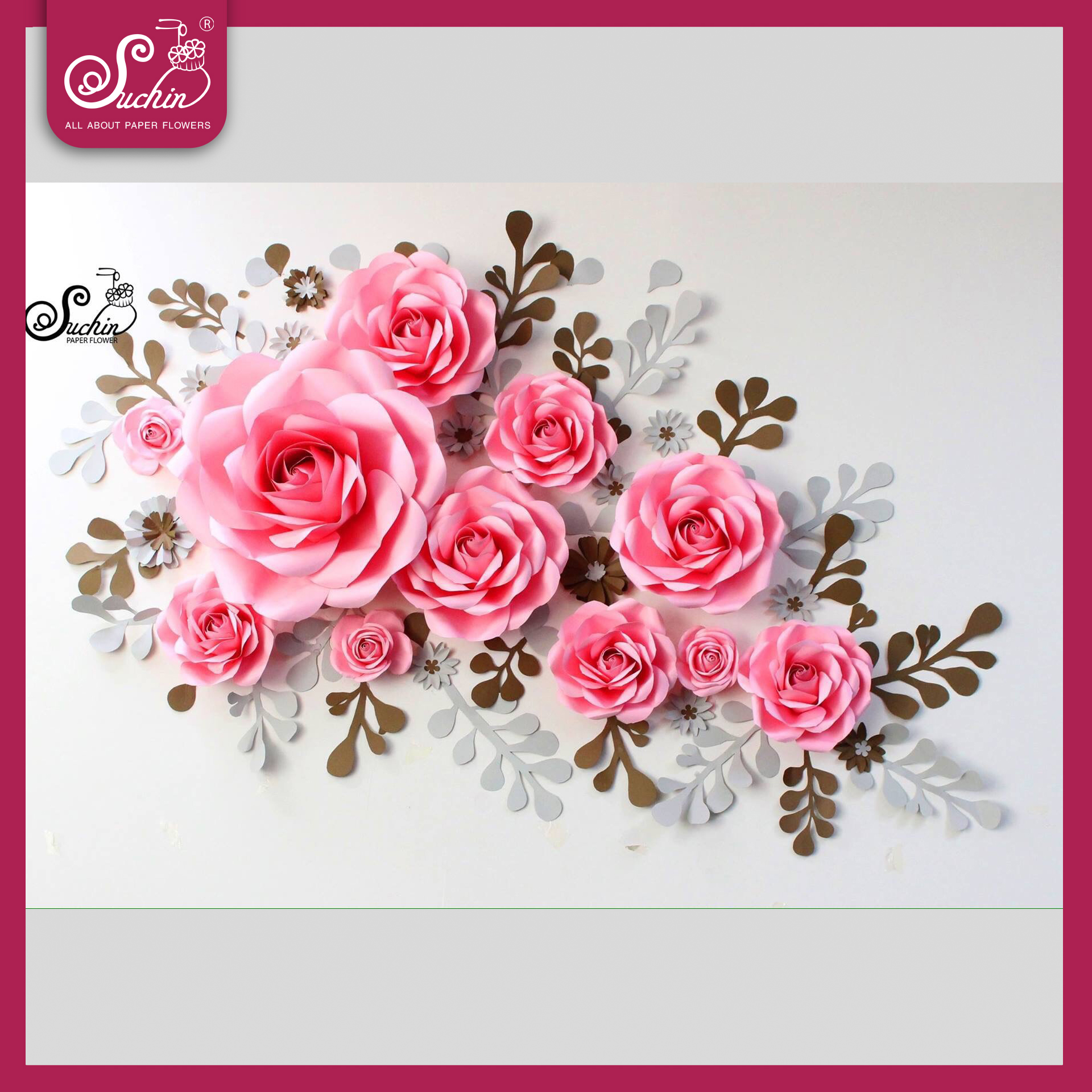 Set hoa giấy trang trí spa tone màu hồng nhẹ nhàng, sang trọng